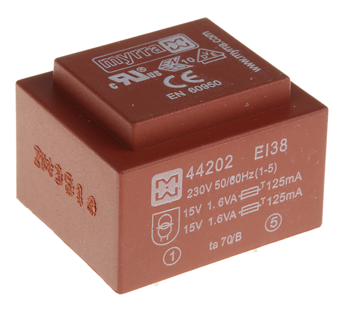 Myrra 15V ac 2 Output Through Hole PCB Transformer, 3.2VA