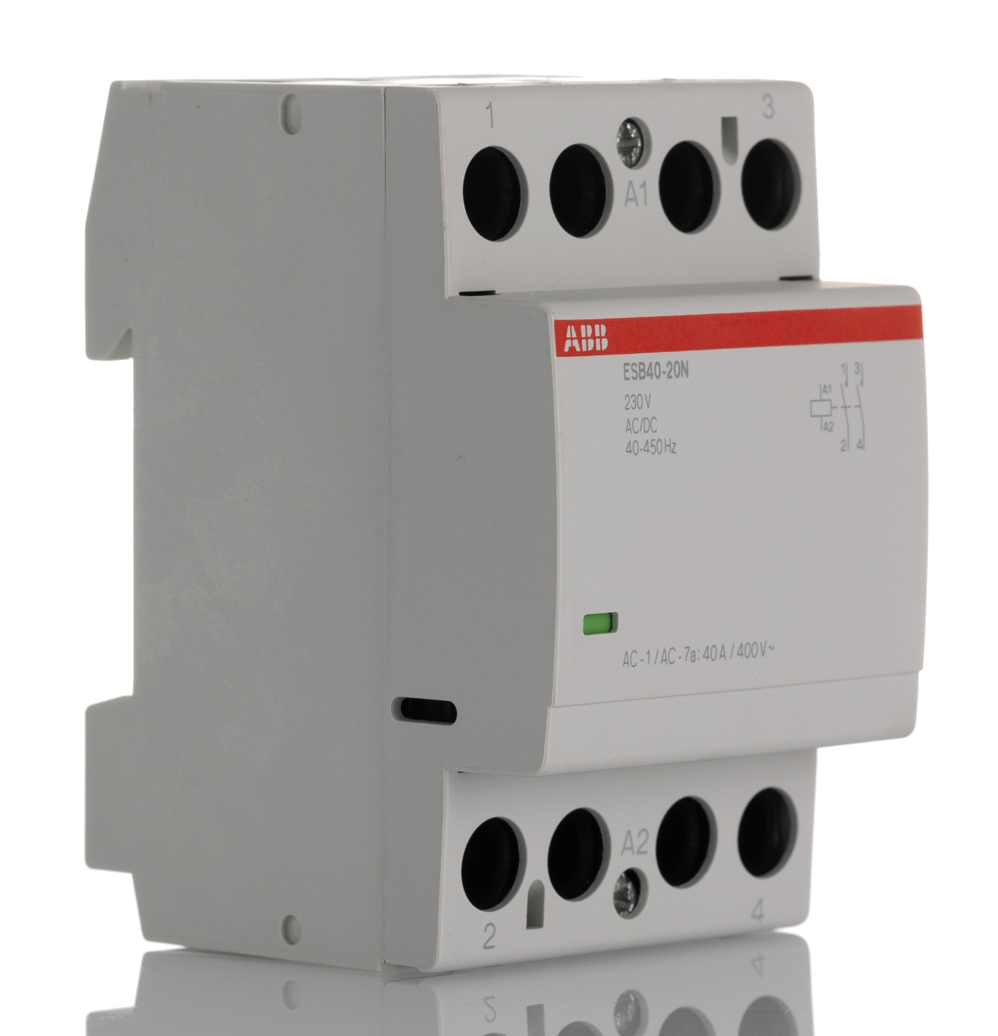 ABB ESB40 Contactor, 230 V ac Coil, 2-Pole, 40 A, 9.2 kW 230 V, 2 NO, 400V
