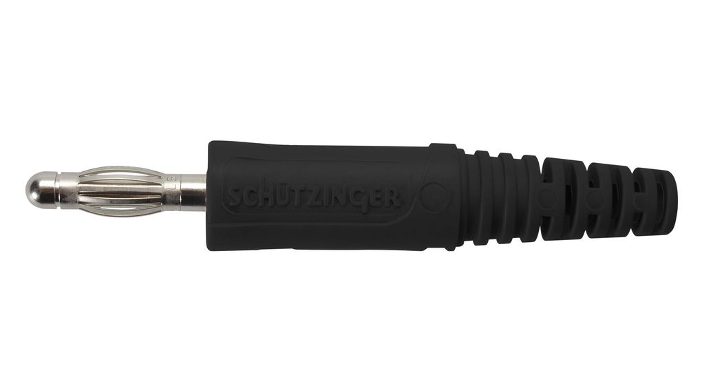 Schutzinger Black Plug Banana Connector, 4 mm Connector, Screw Termination, 32A, 33 And 70V ac/dc, Nickel Plating