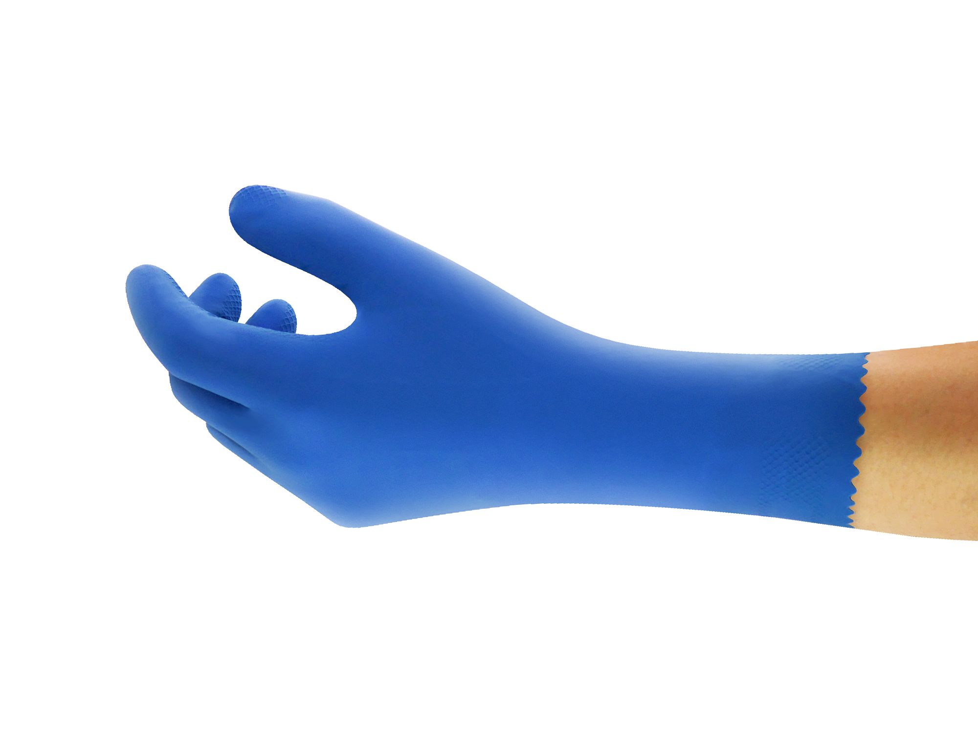 Ansell AlphaTec 87-305 Blue Unlined Latex Work Gloves, Size 7, Latex Coating