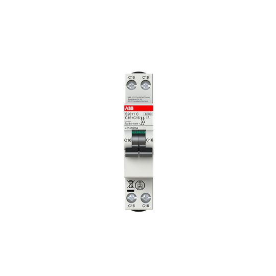 ABB S200C MCB, 2P, 4A Curve C, 240V AC, 6 kA Breaking Capacity