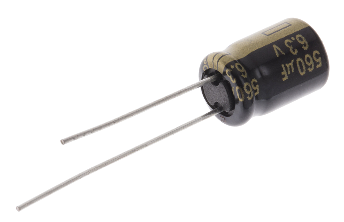 Panasonic 560μF Aluminium Electrolytic Capacitor 6.3V dc, Radial, Through Hole - EEUFM0J561