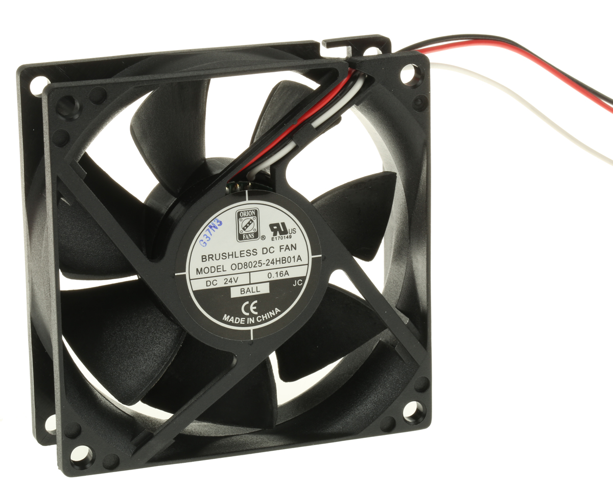 RS PRO Axial Fan, 24 V dc, DC Operation, 68m³/h, 2.41W, 100mA Max, 80 x 80 x 25mm