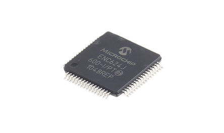 Microchip ENC624J600-I/PT, Ethernet Controller, 10Mbps MII, MIIM, Serial-SPI, 3.3 V, 64-Pin TQFP