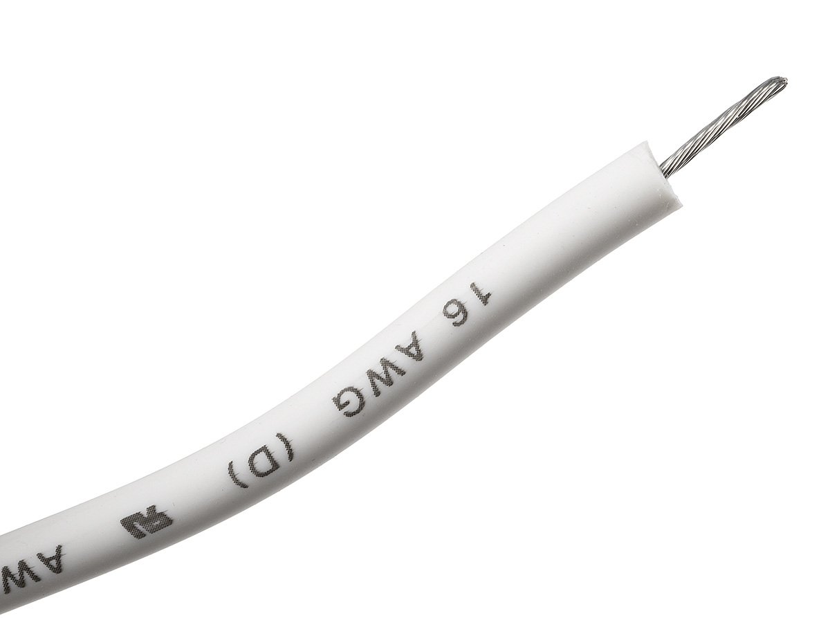 Alpha Wire Hook-up Wire Silicone Series White 1.3 mm² Hook Up Wire, 16 AWG, 26/0.25 mm, 30m, Silicone Rubber