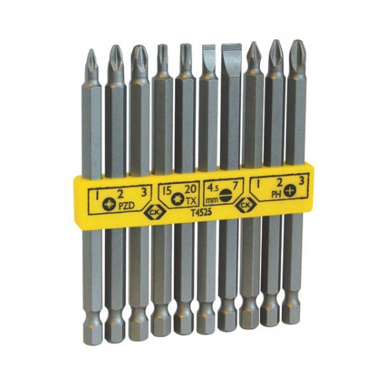 CK Bit Set 10 Pieces, Phillips, Pozidriv, Slotted, Torx