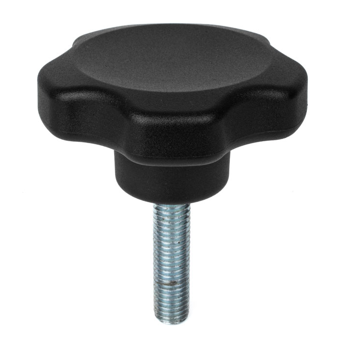 RS PRO Black Thermoplastic Multiple Lobes Clamping Knob, M12, Threaded Mount