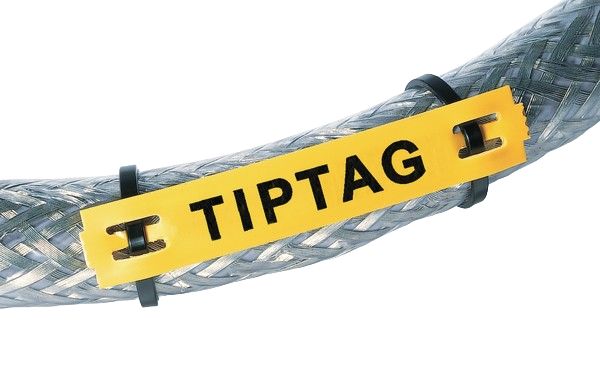 HellermannTyton TIPTAG Yellow Cable Labels, 15mm Width, 15mm Height, 120 Qty