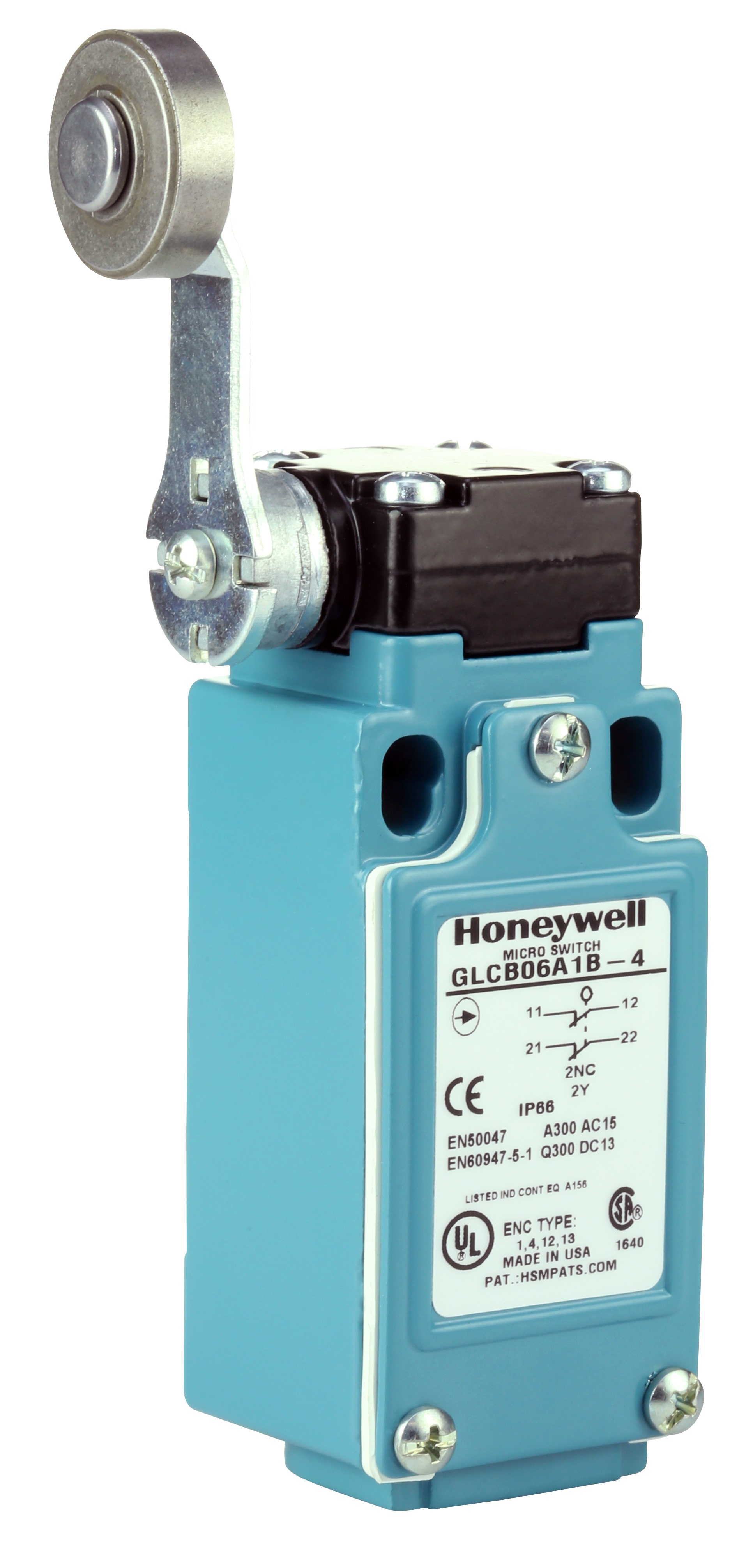 Honeywell GLC Series Roller Lever Limit Switch, 2NC, IP67, DPST, Die Cast Zinc Housing, 300V ac Max, 10A Max