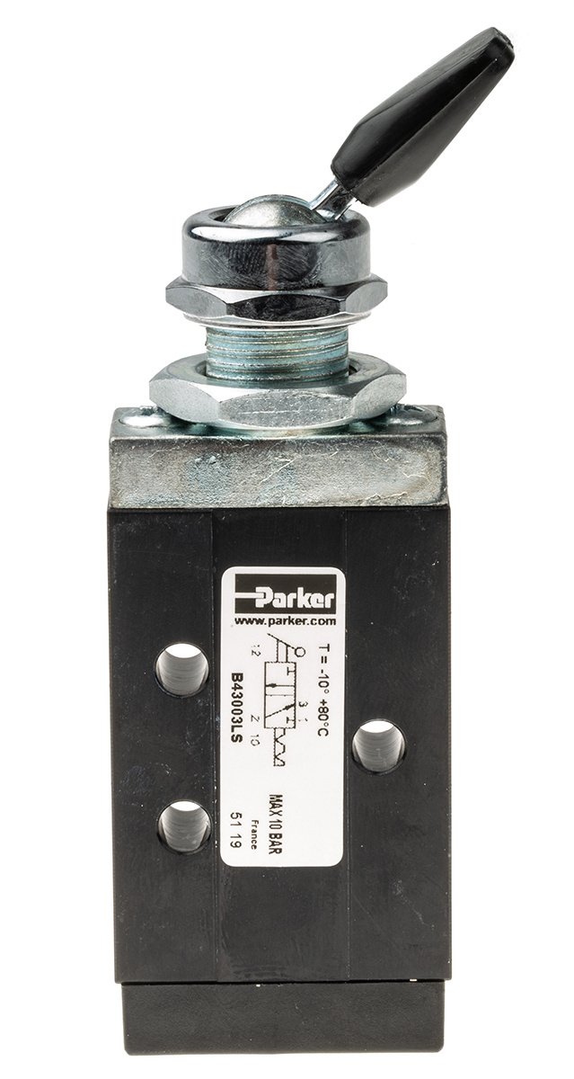 Parker Lever 3/2 Pneumatic Manual Control Valve B43 Series, G 1/8, 1/8in, III B