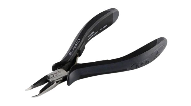 RND RND 550-00259 Pliers, 130 mm Overall, Angled, Straight Tip, 5mm Jaw, ESD
