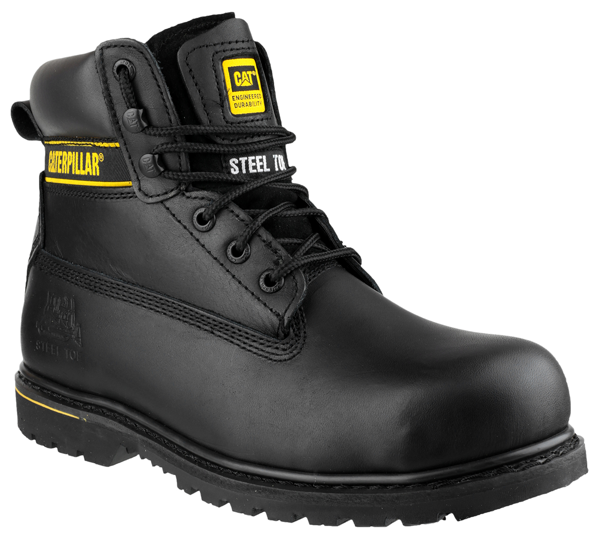 CAT Holton Black Steel Toe Capped Men's Safety Boots, UK 7, EU 41