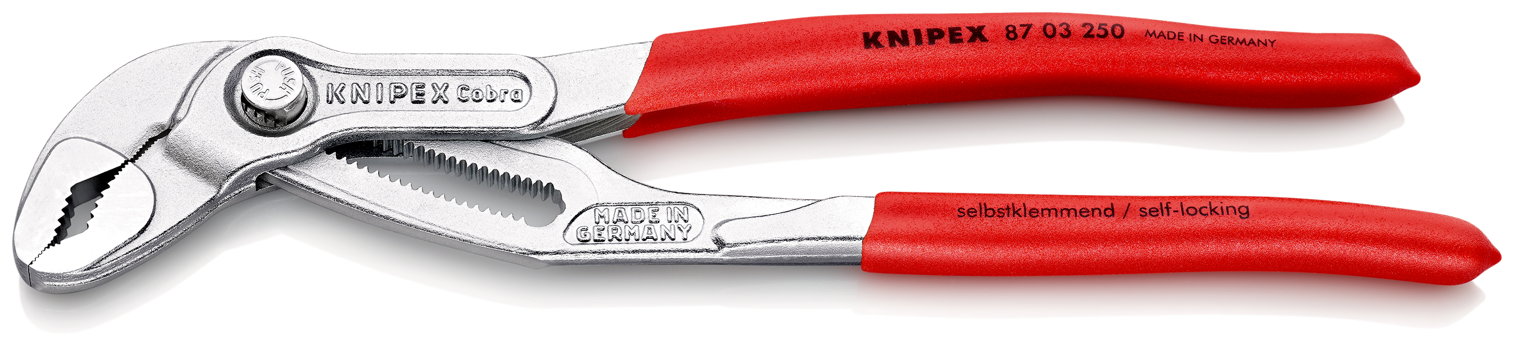 Knipex Cobra® Water Pump Pliers, 250 mm Overall, Flat, Straight Tip, 46mm Jaw