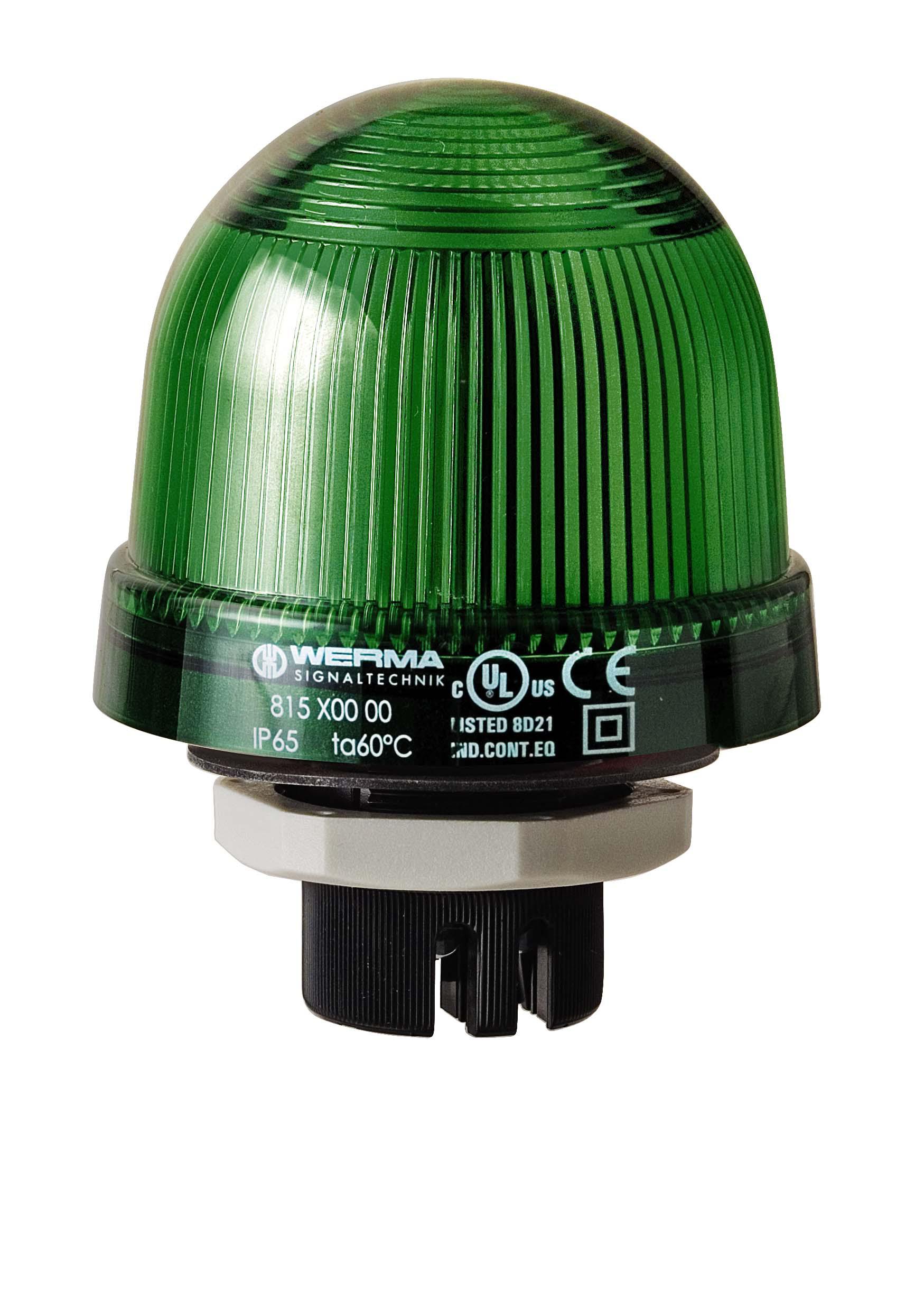 Werma 816 Series Green Continuous lighting Beacon, 24 V, Built-in Mounting, LED Bulb