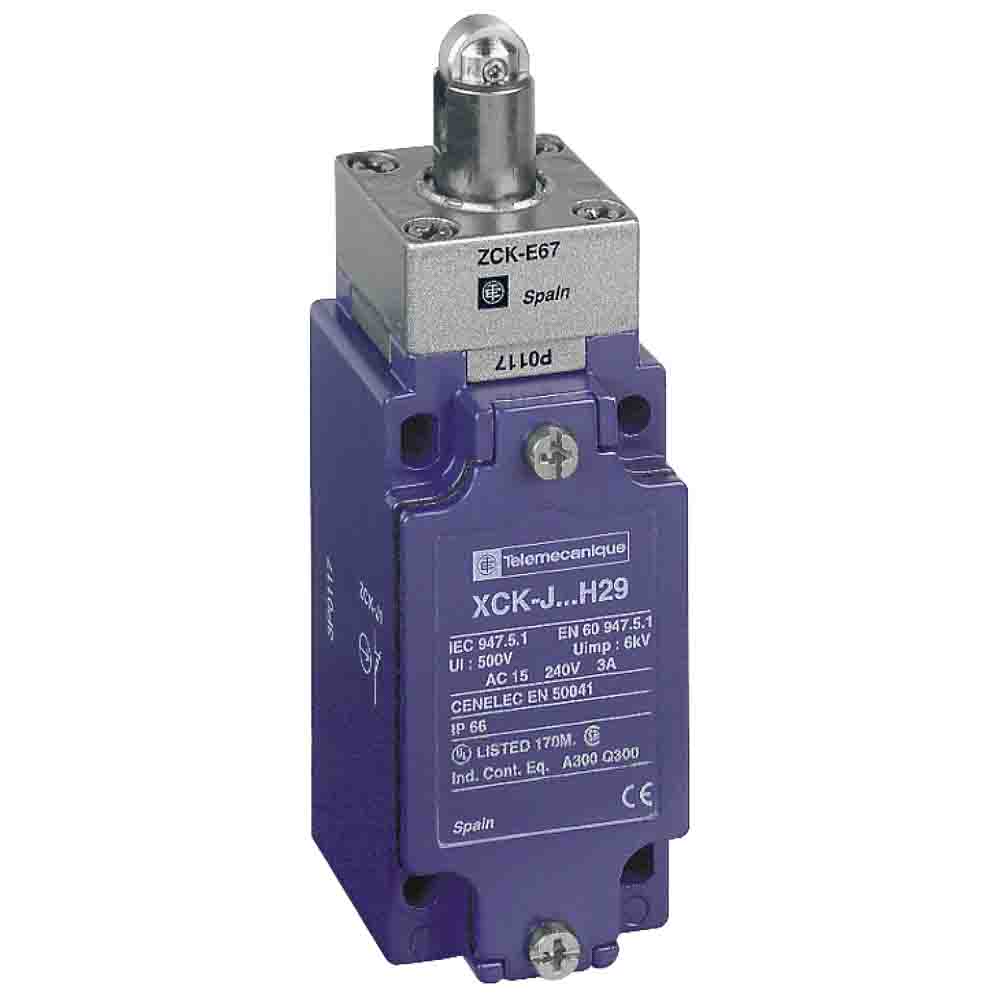 Telemecanique Sensors XCKJ Series Roller Plunger Limit Switch, 1NC/1NO, IP66, DP, Zinc Alloy Housing, 500V ac Max, 10A