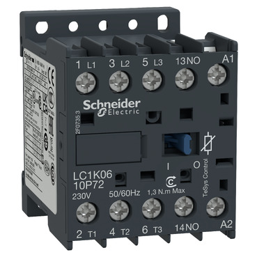 Schneider Electric TeSys K Contactor, 24 V ac Coil, 3-Pole, 9 A, 4 kW, 1NO, 690 V