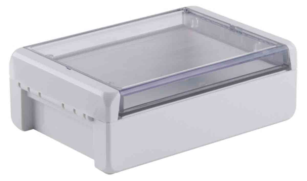 Bopla Bocube Series Light Grey Polycarbonate V0 Enclosure, IP66, IP68, IK07, Transparent Lid, 191 x 125 x 40mm