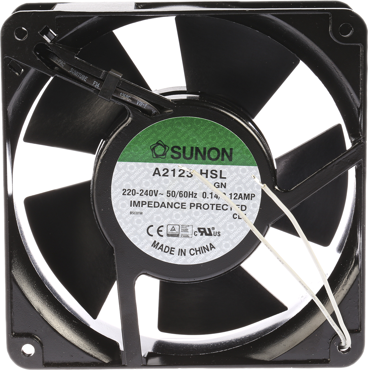 Sunon A2123 Series Axial Fan, 230 V ac, AC Operation, 161.4m³/h, 22W, 120mA Max, 120 x 120 x 38mm
