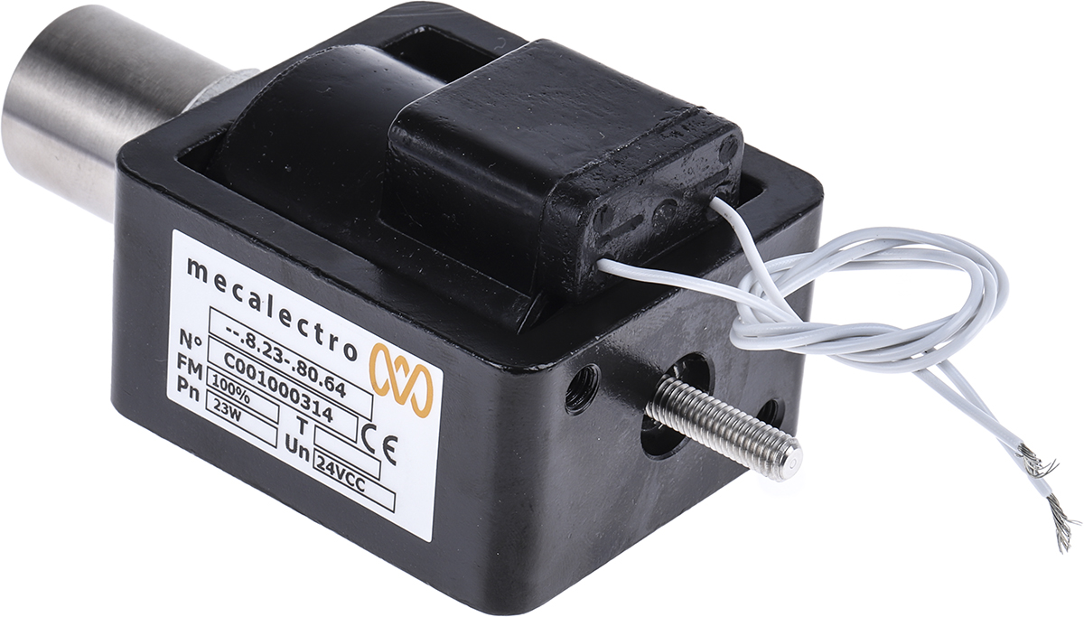 Mecalectro Linear Solenoid, 24 V dc, 18 → 80N