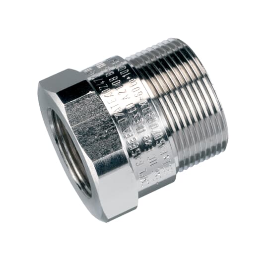 Thomas & Betts Reducer, Hose Adapter, 32mm Nominal Size, M32, Nickel Plated Brass, Metallic