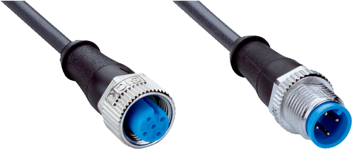 SICK Female 4 way Threaded to Male 4 way M12 Sensor Actuator Cable, 0.6 m