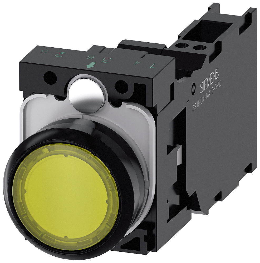 Siemens SIRIUS ACT 3SU11 Series Illuminated Push Button Complete Unit, 22mm Cutout, SPST, IP66, IP67, IP69(IP69K)