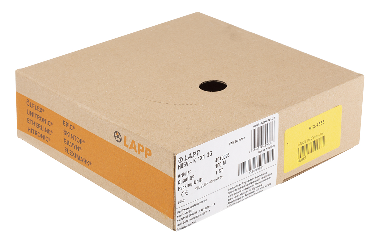 Lapp ÖLFLEX® H05V-K Series Orange 1 mm² Hook Up Wire, 100m, PVC Insulation, 4510093