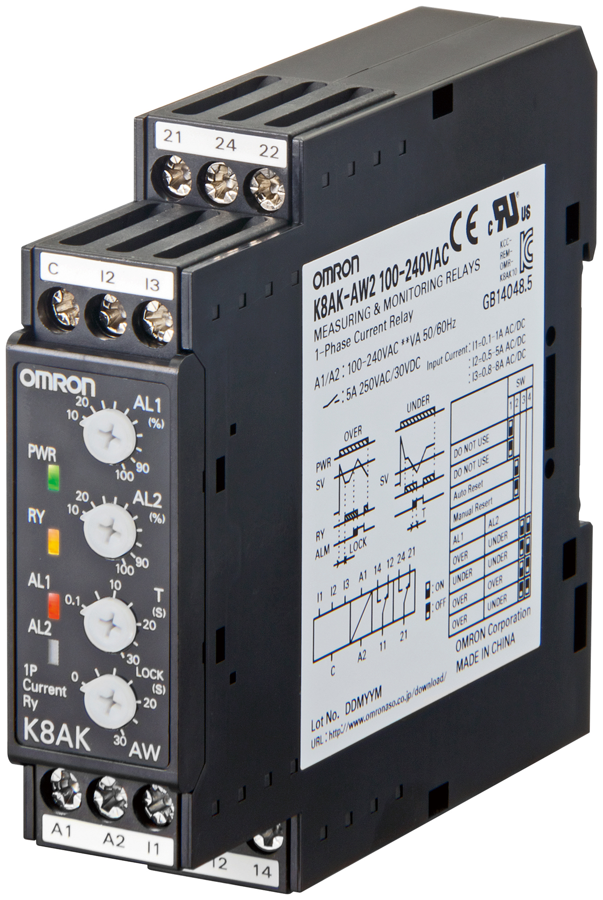 Omron Current Monitoring Relay, 1 Phase, SPDT, DIN Rail