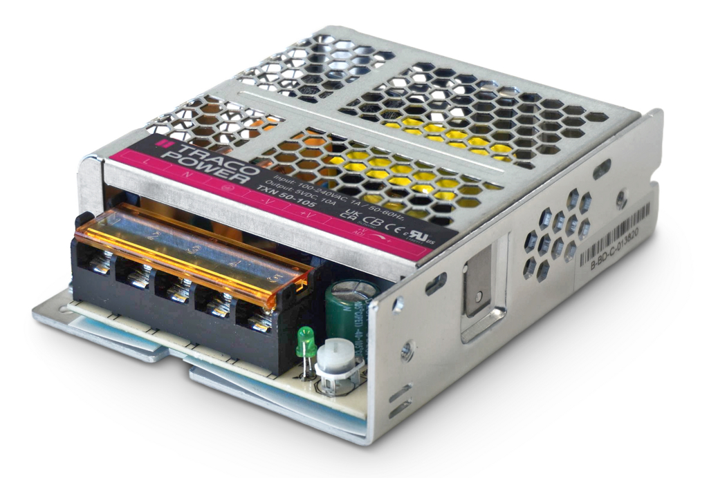 TRACOPOWER AC-DC Power Supply, TXN 50-105, 5V dc, 10A, 50W, 1 Output, 90 → 264V ac Input Voltage