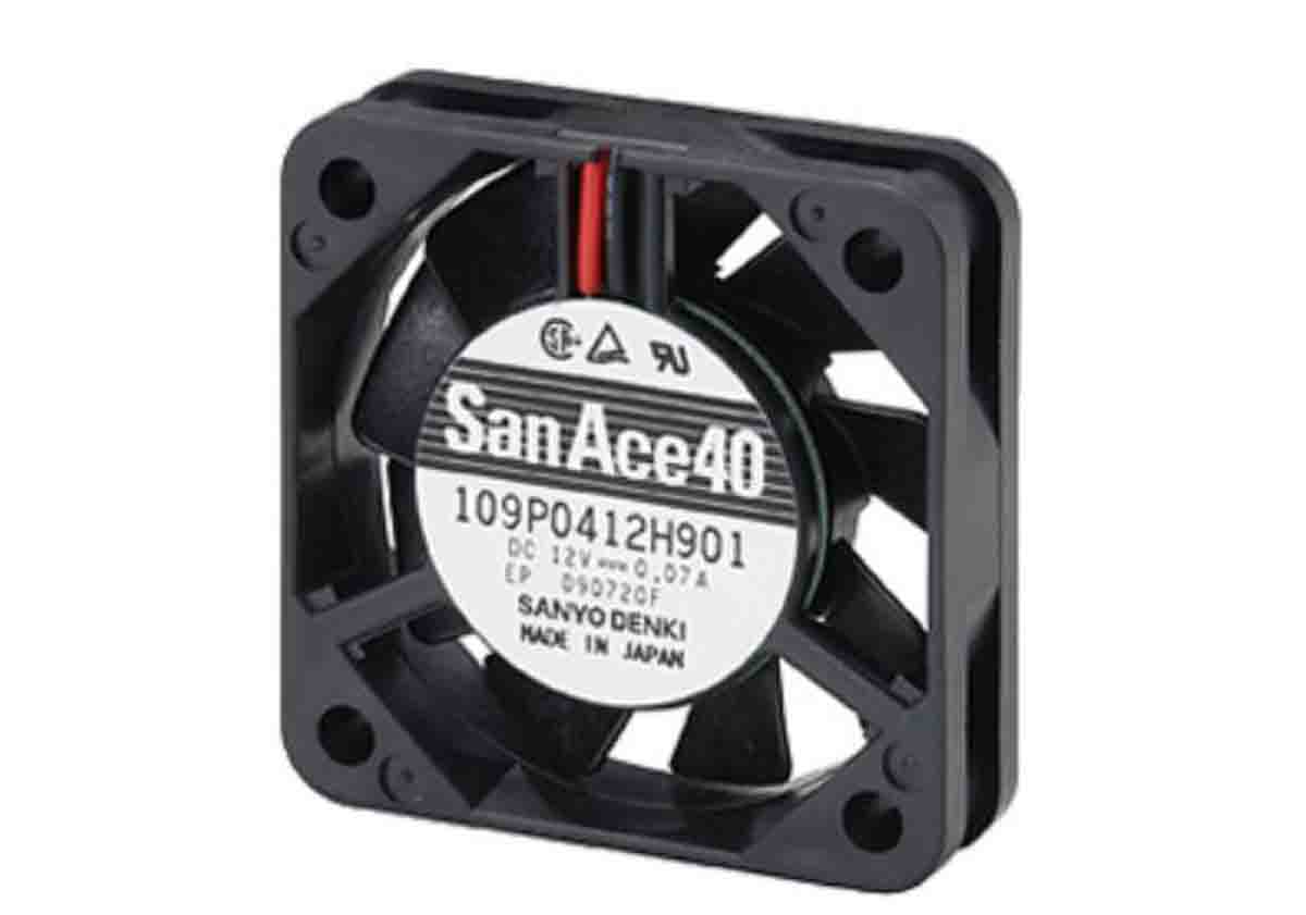 Sanyo Denki 109P Series Axial Fan, 5 V dc, DC Operation, 5.3cfm, 800mW, 160mA Max, 40 x 40 x 10mm