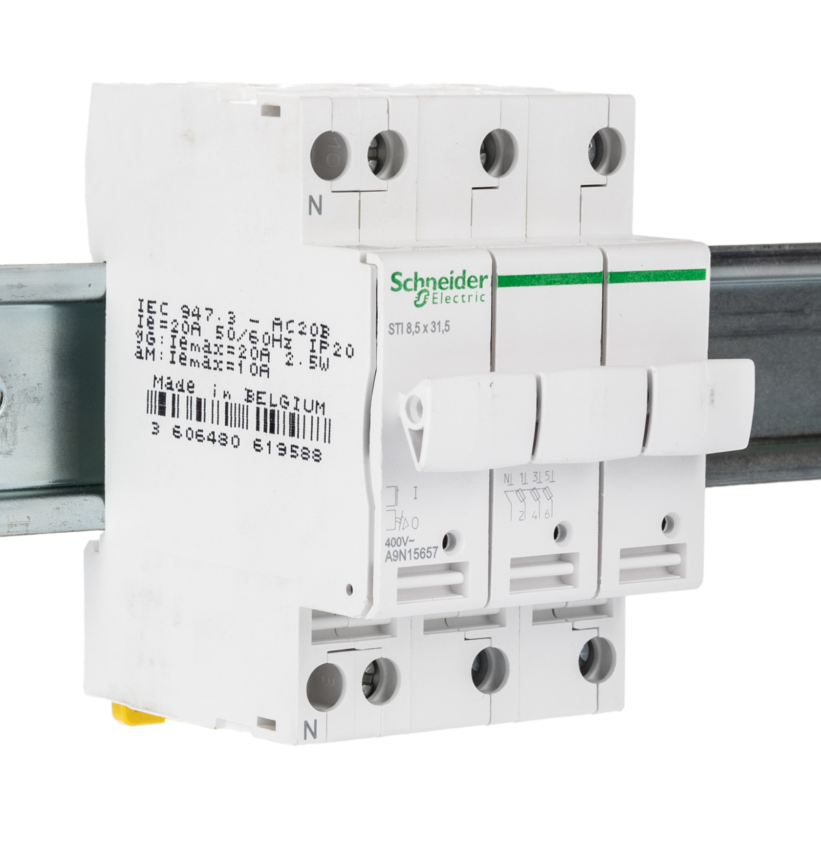 Schneider Electric Fuse Switch Disconnector, 3 Pole, 10A Max Current, 2A Fuse Current