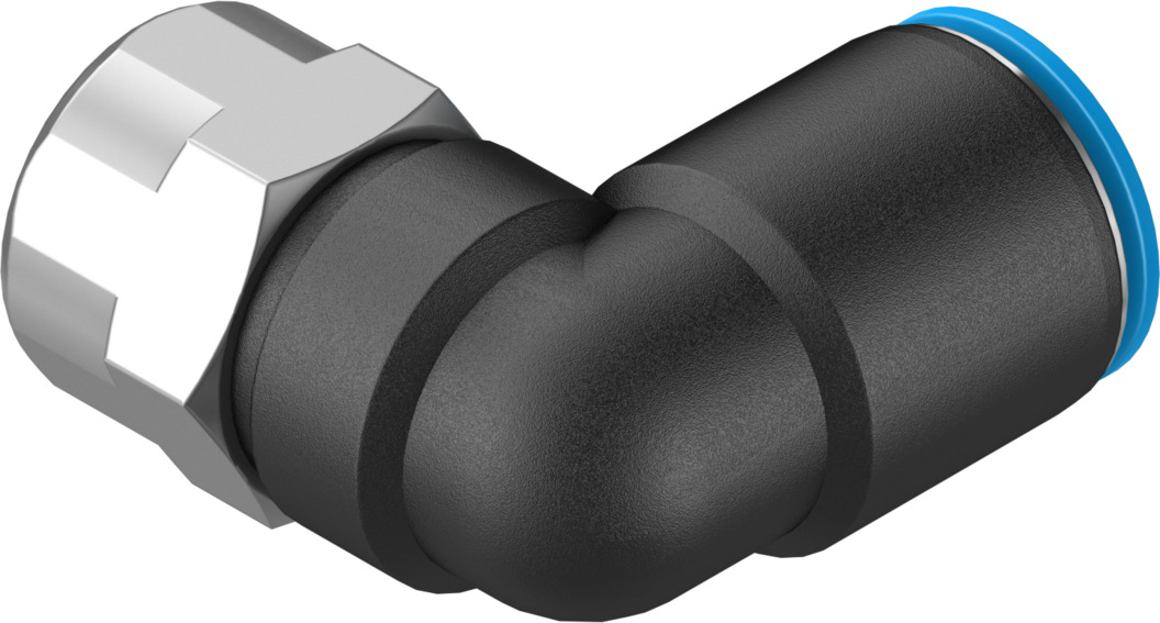 Festo QS Series Elbow Threaded Adaptor, G 1/4 Female to Push In 10 mm, Threaded-to-Tube Connection Style, 153279