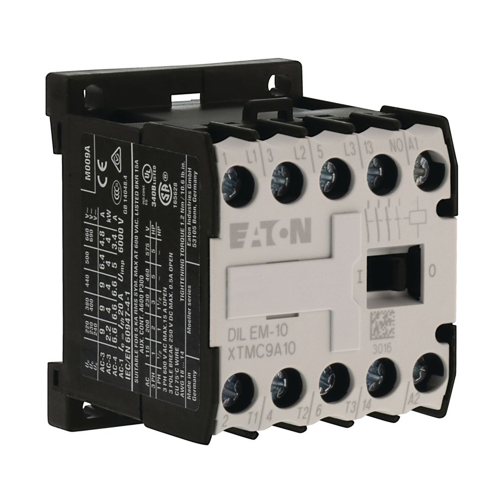 Eaton DILEM contactors Contactor, 12 V dc Coil, 3-Pole, 9 A, 4 kW, 1 NO, 400V