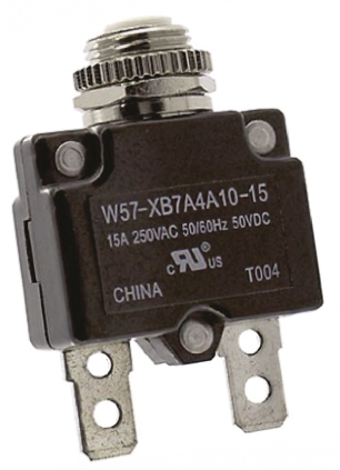 TE Connectivity Thermal Circuit Breaker - W57  Single Pole 250V ac Voltage Rating, 15A Current Rating