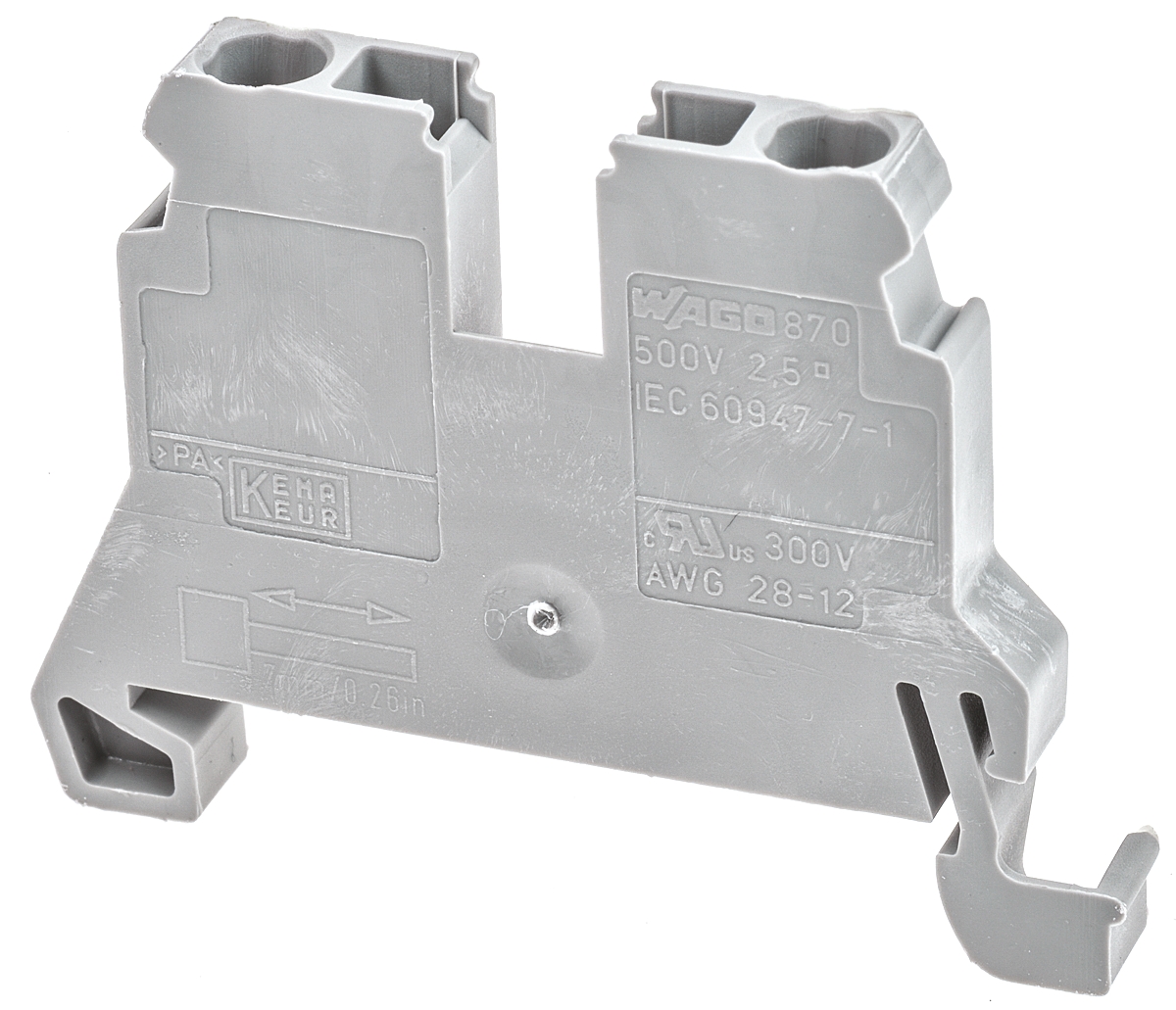 WAGO 870-901 870 Series Grey, 2.5mm², Single-Level, Cage Clamp Termination