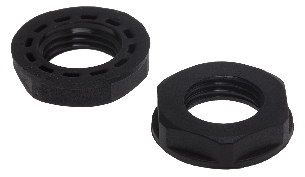 RS PRO Black Nylon 66 Cable Gland Locknut, PG7 Thread, IP68
