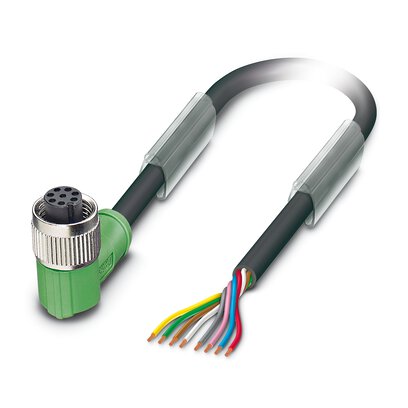 Phoenix Contact Free Cable End to Female 8 way Angled Socket M12 Sensor Actuator Cable, 10 m