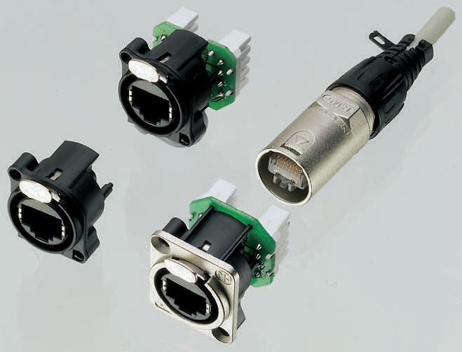 Neutrik etherCON Series Female RJ45 Connector, Cable Mount, Cat5 Straight 1 Port 8 -Way
