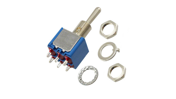APEM Toggle Switch, Panel Mount, On-Off-On, DPST, Solder Lug Terminal, 125V ac