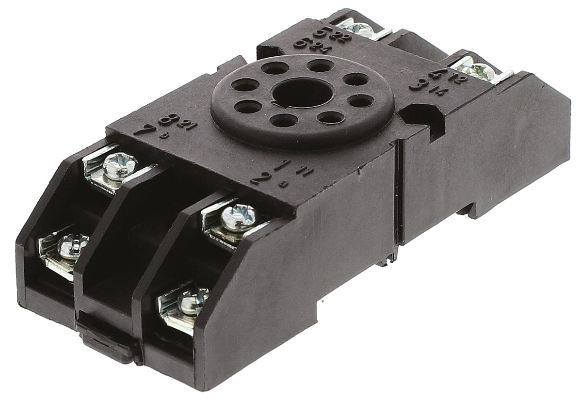 Tempatron 8 Pin 250V ac DIN Rail, Panel Mount Relay Socket, for use with Octal Relay
