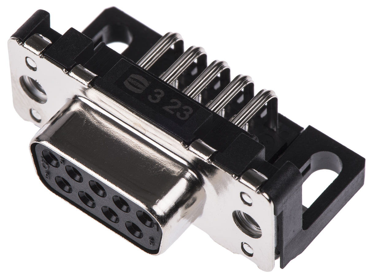 HARTING 9 Way Right Angle Through Hole D-sub Connector Socket, 2.74mm Pitch, with M3 Threaded Inserts