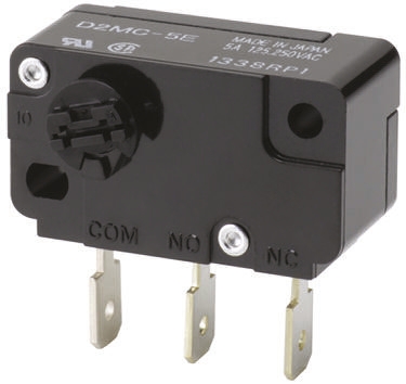 Omron Rotary Micro Switch, Tab Terminal, 5 A @ 250 V ac, SPDT, IP40