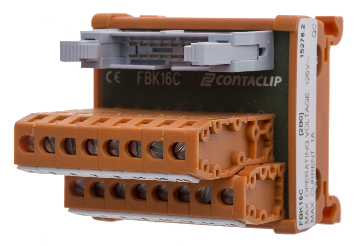 RS PRO 16-Contact Male Interface Module, Flat Ribbon Cable Connector, DIN Rail Mount, 1A