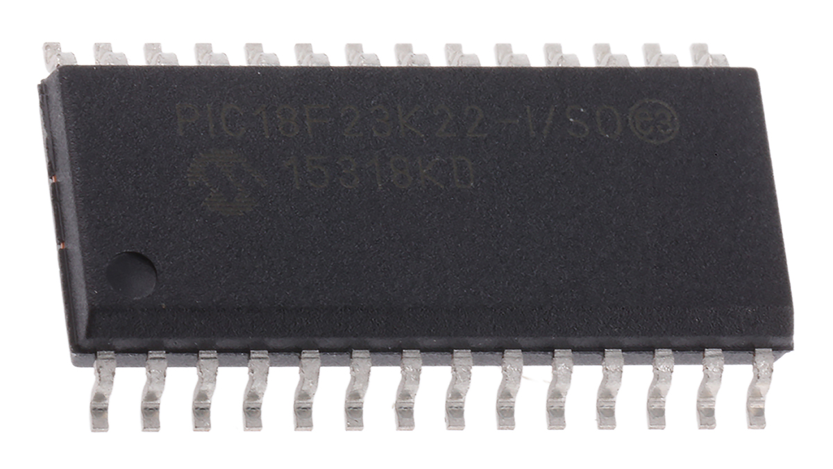 Microchip PIC18F23K22-I/SO, 8 bit PIC, PIC18F23K22 Microcontroller, 64 MHz, 8.19kB FLASH, 28-Pin SOIC
