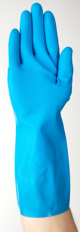 Ansell 37-501 Blue Nitrile Short, Size 6.5, Nitrile Coating