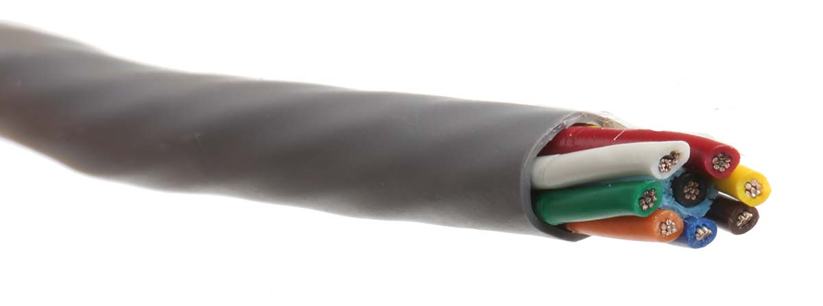 Alpha Wire Alpha Essentials Communication & Control Control Cable, 8 Cores, 0.56 mm² 20 AWG, Unscreened, 30 m, Grey