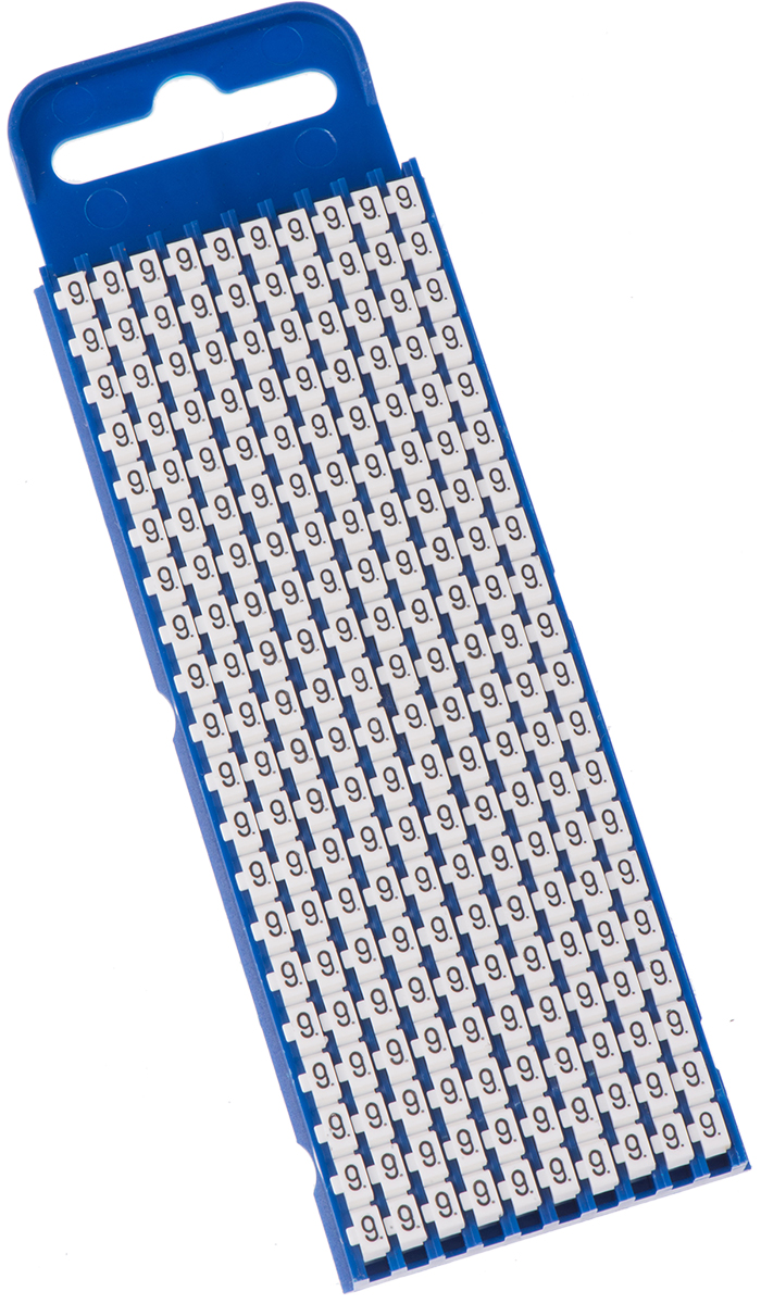 HellermannTyton WIC2 Snap On Cable Markers, White, Pre-printed "9", 2.8 → 3.8mm Cable, 561-02699 WIC2-9-PA66-WH