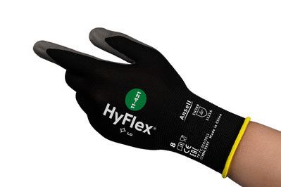 Ansell 11-421 Black Nylon Nylon Work Gloves, Size 11, Polyurethane Coating