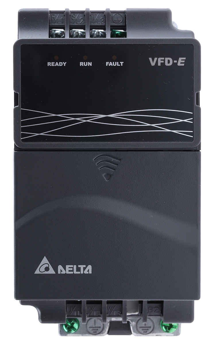 Delta Electronics Inverter Drive, 1.5 kW, 3 Phase, 460 V ac, 4.3 A, VFD-E Series