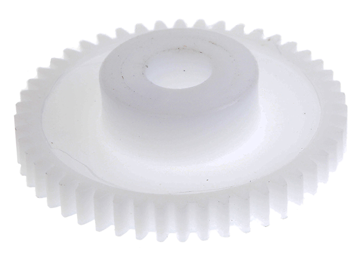 RS PRO POM 48 Teeth Spur Gear, 0.5 Module, 5mm Bore Diam, 24mm Pitch Diam, 12mm Hub Diam